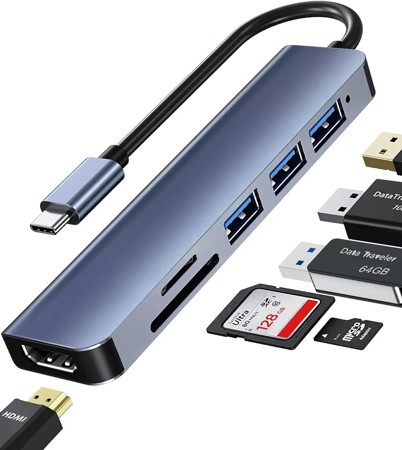 USB C , 6 in 1,  ޴ USB C Ÿ , Ƽ Ʈ , 4K HDTV, 3 USB-A, SD/TF ī 